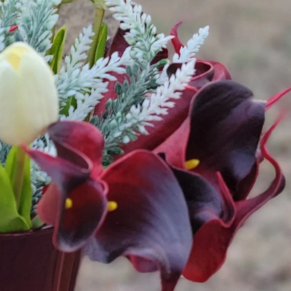 Tulip Calla Lilly Centerpiece Red Flower Arrangement Table Home Office Decor